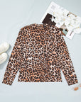 Plus Size Leopard Mesh Mock Neck Top