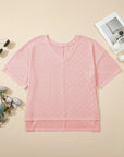 Plus Size Rhombus Pointelle Knit V-Neck Top