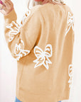 Bow Drop Shoulder Long Sleeve Sweater