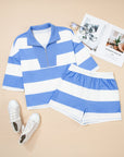 Stripe Half Zip Oversize Tee and Shorts Set