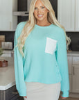 Willa Texture Contrast Patched Long Sleeve Top