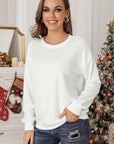 Solid Crew Neck Pullover Sweatshirt