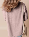Solid Corduroy Button-Up Pocketed Shacket