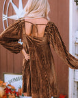 Velvet Tie-Back Square Neck Babydoll Dress