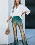 Sequin Gradient High Waist Flared Pants
