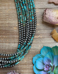 20” Heishi Turquoise Necklace – 4mm Turquoise & 5mm Sterling Silver Pearls