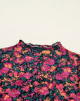 Floral Mesh Long Sleeve Mock Neck Top
