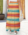 Baha Ranch Colores De Mexico Southwest Serape Tiered Prairie Maxi Skirt