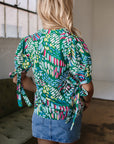 Ellianna Geometric Puff Sleeve Blouse