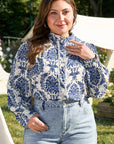 Alora Pattern Print Notch PLUS Shirt