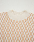 Rhombus Textured Knit Mock Neck Sweater