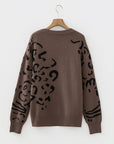 Leopard Asymmetric Drop Shoulder Sweater