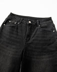 Denim Raw Hem Straight Leg Jeans