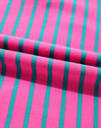 Stripe Collared V-Neck Puff Sleeve T-Shirt Dress