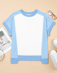 Colorblock Exposed Seam Crew Neck T-Shirt