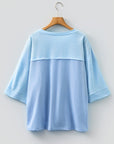 Flower Patch Exposed Seam 3/4 Sleeve T-Shirt