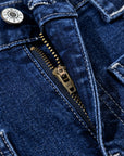 Denim Patch Pocket Wide Leg Jeans