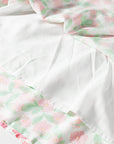 Floral Ricrac Trim Contrast V-Neck Puff Sleeve Dress