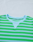Stripe Puff Sleeve T-Shirt & Drawstring Shorts Set