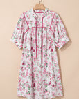 Plus Size Floral Tied V-Neck Mini Dress
