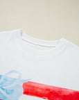USA Flag Bow Crewneck Graphic Tee
