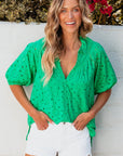 Arielle Embroidered Hollow-out Puff Sleeve Blouse