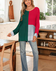 Colorblock Knit V-Neck Sweater