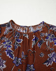Floral Smocked Cuff Long Sleeve Blouse