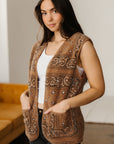 Western Paisley Sherpa Pocketed Vest