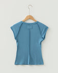 Ribbed Cap Sleeve Crewneck Shirt