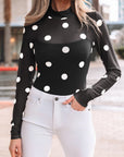 Polka Dot Mesh Long Sleeve Bodysuit