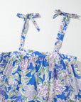 Floral Self-Tie Straps Ruffle Flowy Maxi Dress