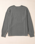 GAME DAY Textured Long Sleeve Crewneck Top