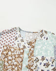 Floral Patchwork Long Puff Sleeve Shirt