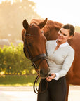 Heidi - Long Sleeve Riding Top with Crystal Fabric Trim