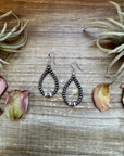 Smaller Sterling saucer Silver Pearls earrings teardrop - With Pink Conch