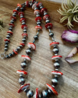 NFR Collection Necklace – Graduated Spiny Oyster & Sterling Silver Pearls 45"