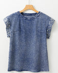 Pearl Embellished Denim Top