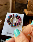 Half Cluster Earrings – Pink Dahlia & Sterling Silver
