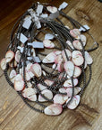 Sterling Silver Choker – 3 Flat Pink Conch Teardrops – 14.5" Approx.