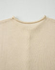 Solid Button-Front Rolled Hem Sweater Top