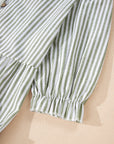 Stripe Tassel Tie-Neck Ruffle Tiered Dress