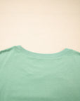 Grass Green Flower Applique Mineral Wash Plus Size Top