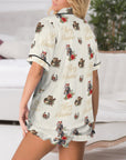 Baha Ranch Christmas Horses Cowgirl Western Satin Short Pajama Set