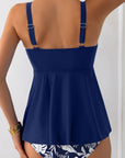 Solid Ricrac Trim Flared Tankini Top Set