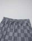 Checker V-Neck Tee & Drawstring Shorts Set