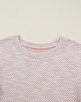 Stripe Lace Ruffle Short Sleeve Twill Blouse