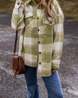 Plaid Button-Up Flap Pockets Shacket