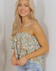 Kaiya Floral Spaghetti Strap Ruffle Summer Tank Top