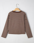 Ember Stripe Ribbed Cropped Crew Neck Top